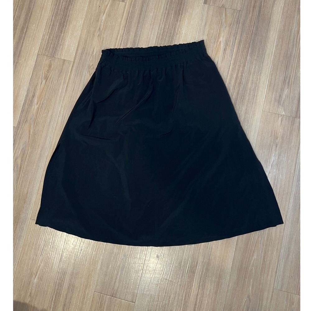 Athleta Women Midi Skirt Elastic Waist Pockets Black XL
